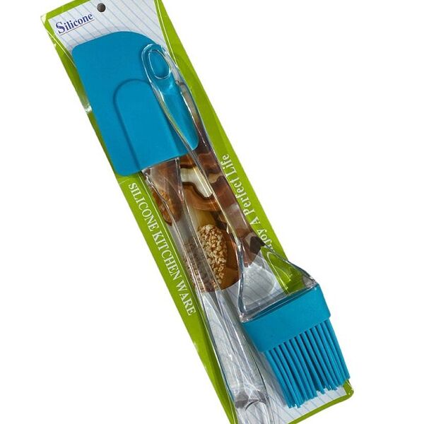 Набор д/выпечки 2 предмета, лопатка и кисточка, прозрачная ручка, акрил, силикон, 24см, 22см 3 цвета 240 HYW0288