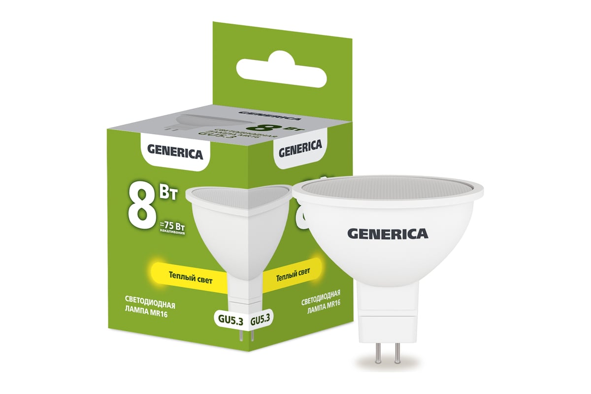 

Светодиодная лампа Generica MR16 софит 8Вт, 230В, 3000К, цоколь GU5.3 (Арт. LL-MR16-08-230-30-GU5-G)
