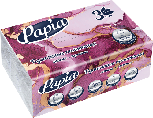 Бумажные полотенца Papia 3 слоя 100шт