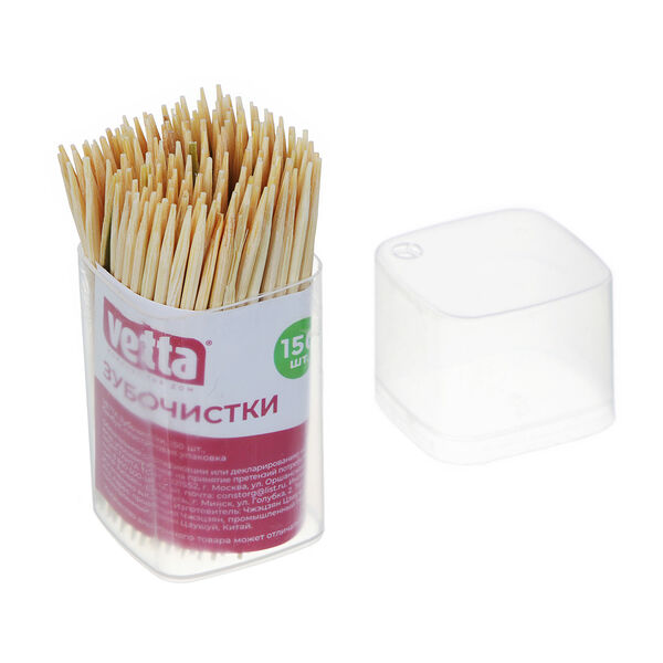 Vetta зубочистки 150 шт, бамбук, пластиковая упаковка
