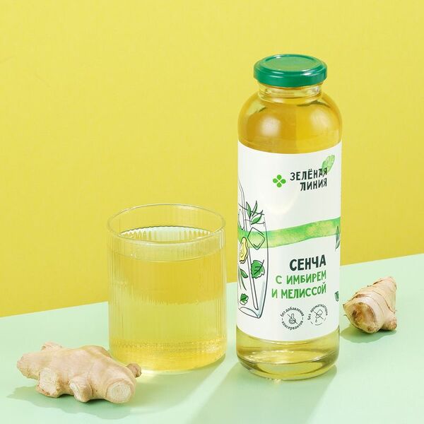 Напиток Маркет Зеленая линия Сенча с имбирем и мелиссой 400мл