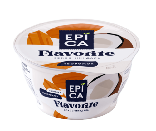 Десерт ЕPICA Flavorite творожный с кокосом и миндалем 8,9% 130г