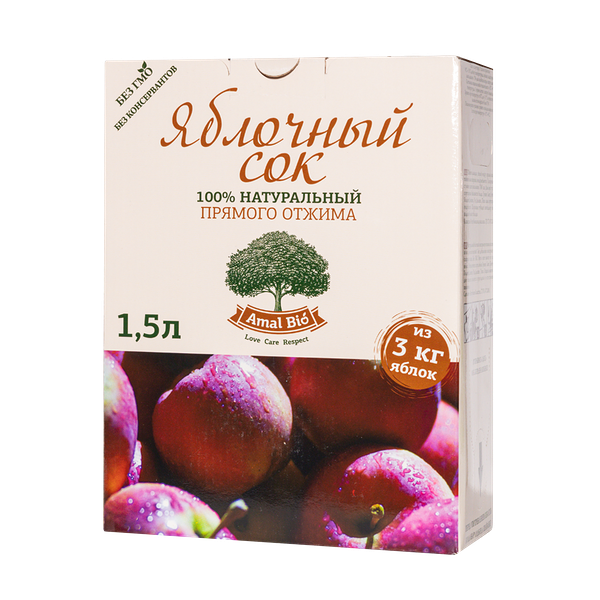 Сок Amal Bio яблочный натуральный прямого отжима 1.5 л