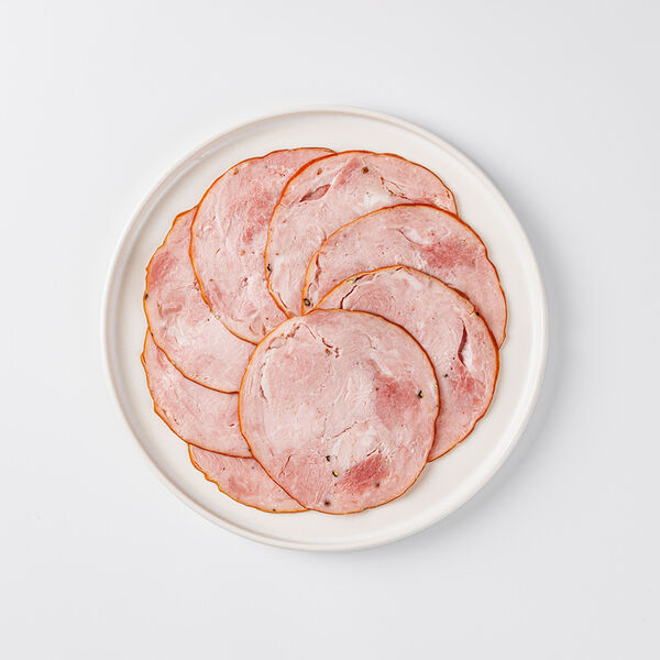 Колбаса варено-копченая из окорока, нарезка