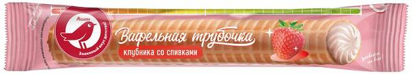 Трубочка Ашан Красная птица вафельная с клубнично-сливочным вкусом