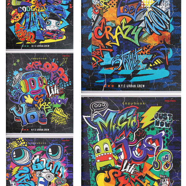 Тетрадь PROF-PRESS Клевое граффити-1, 48 листов, в клетку, в ассортименте