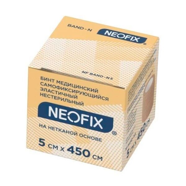 Бинт медицинский Neofix самофиксирующийся нестерильный на нетканой основе 5 см x 450 см
