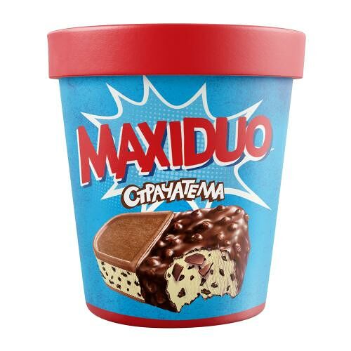 Мороженое Maxiduo Страчателла молочное с кусочками шоколадного печенья и темного шоколада 282 г