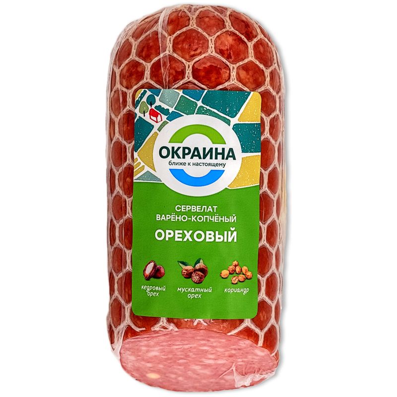 

Колбаса варено-копченая Окраина сервелат ореховый, 355 г