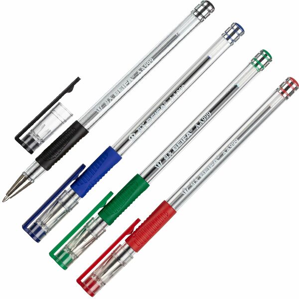 Ручка шариковая неавтомат. Beifa 4цв/наб с резин.манжет АА999-4 Китай