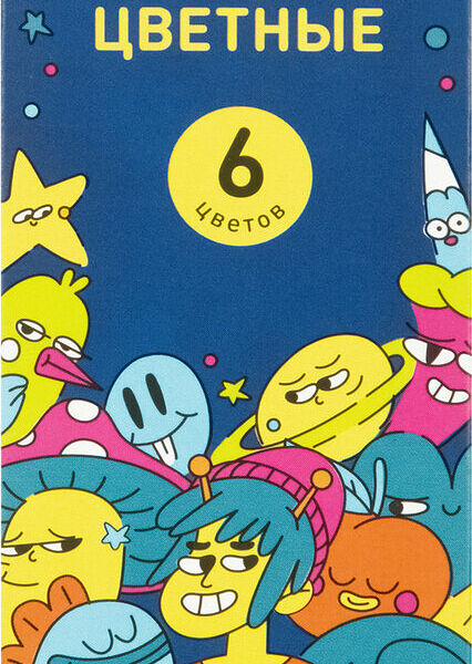 Карандаши цветные 6 цв/наб, 3-гранные Комус Класс Максики классические