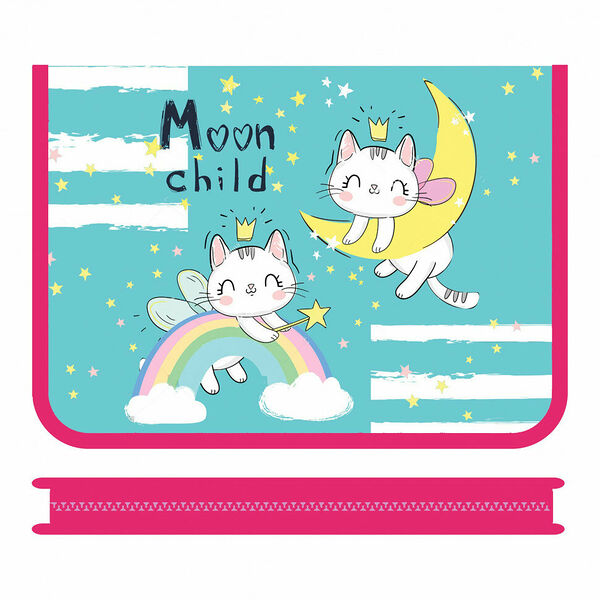 Папка для тетрадей А4 молния вокруг, пластик, ПМ-А4-04, MOON CATS