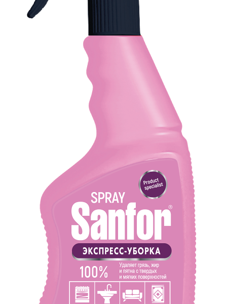 Чистящее средство Sanfor Экспресс-уборка твердых и мягких поверхностей