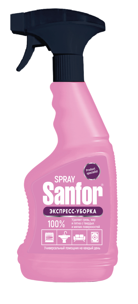 

Чистящее средство Sanfor Экспресс-уборка твердых и мягких поверхностей 500 мл