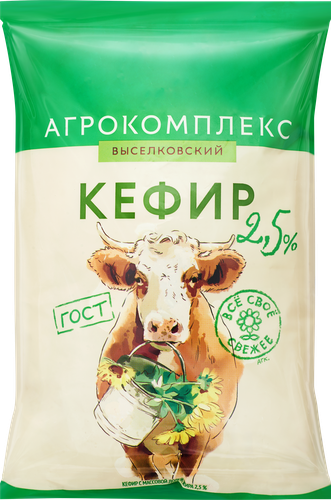 

Кефир АГРОКОМПЛЕКС 2,5%, без змж, 900мл