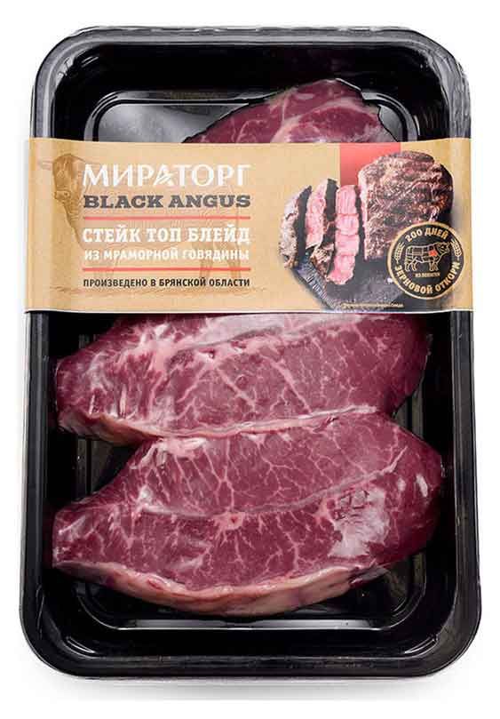 

Стейк из мраморной говядины Мираторг Black Angus Топ Блейд 460 г
