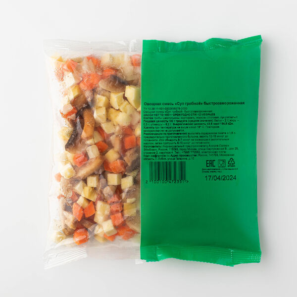 Овощная смесь Суп грибной быстрозамороженная