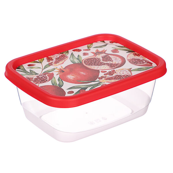 Контейнер для продуктов прямоугольный 0,5л, декор гранат, пластик