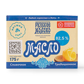 Масло сливочное Рузское молоко Традиционное 82,5%