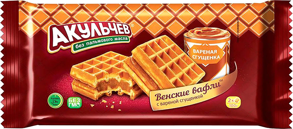 

Вафли Акульчев Венские с вареной сгущенкой 100 г