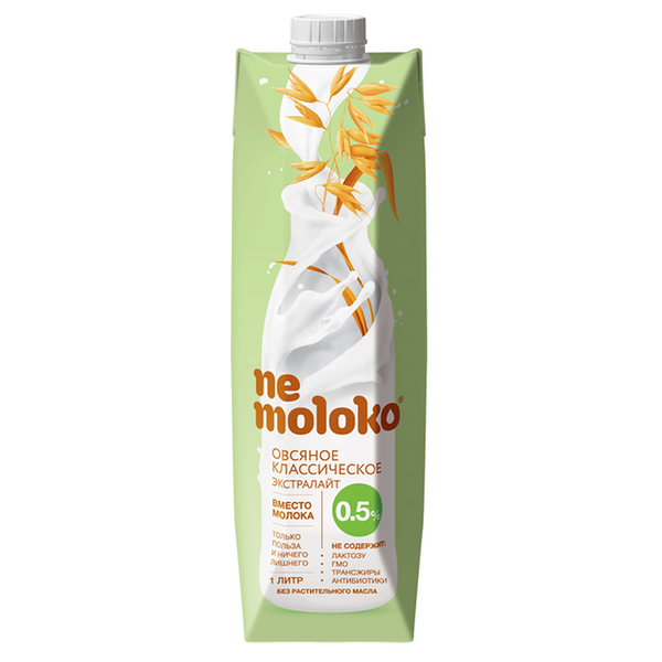 Напиток овсяный Nemoloko Экстралайт Классический 0,5% 1 л