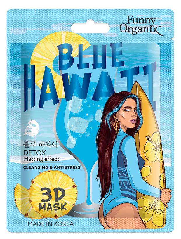 

Маска тканевая для лица Funny Organix Blue Hawaii с детокс-эффектом