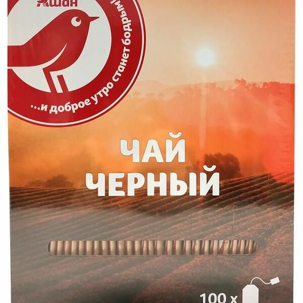 Чай черный АШАН Красная птица в пакетиках, 100х2 г