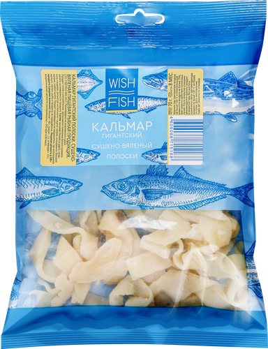 

Кальмар сушено-вяленый Wish Fish полоски, 70 г