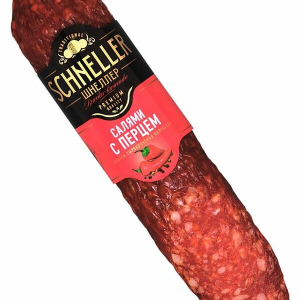 Колбаса сырокопченая Schneller Салями с перцем, вес