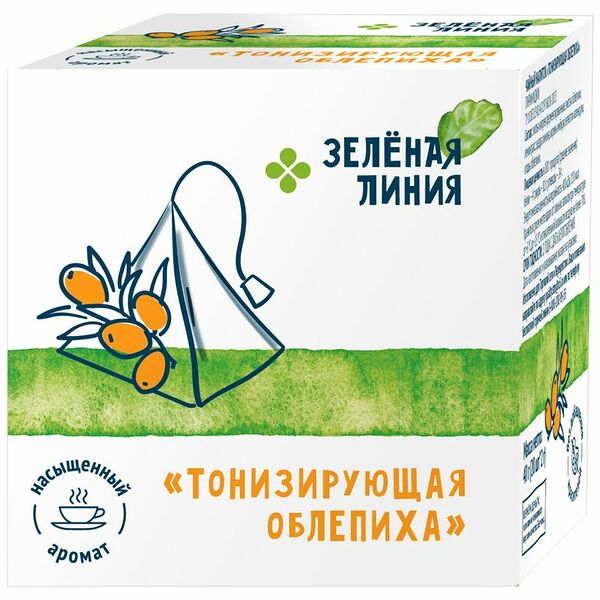 Напиток чайный Зелёная Линия Тонизирующая облепиха пирамидки 20х2г