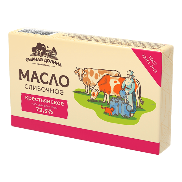 Масло сливочное Сырная долина Крестьянское 72.5%