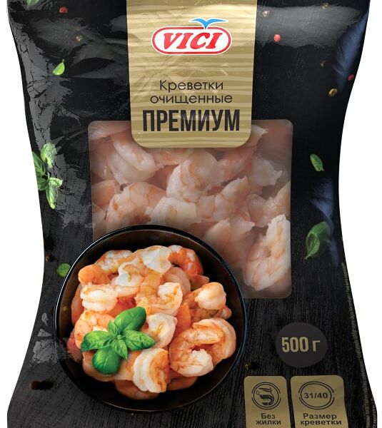 Креветки Vici Премиум 31/40 очищенные варено-мороженые 500г