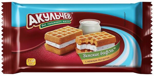 Вафли мягкие АКУЛЬЧЕВ Венские с нежным йогуртом 105 г
