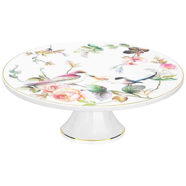 Тортница на ножке Певчие птички, 28х28х10 см, фарфор
