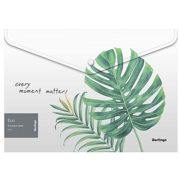 Папка-конверт BERLINGO Eco, А4, на кнопке, 180мкм, с рисунком, Арт. 327129