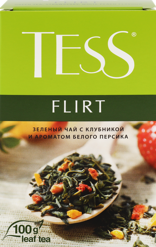 

Чай зелёный Tess Flirt с клубникой и белый персик 100 г