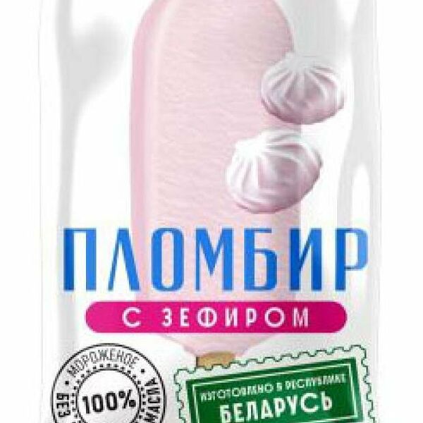 Мороженое пломбир Зелена Бурена Эскимо с зефиром розовое 12% БЗМЖ