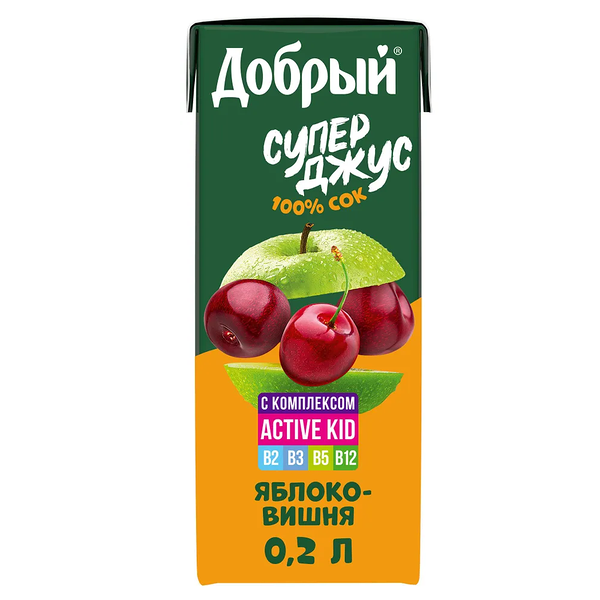 Сок Добрый Active kid яблоко-вишня 200 мл