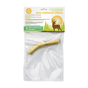 Лакомство для собак Рог северного оленя Мастер шеф натуральное размер S
