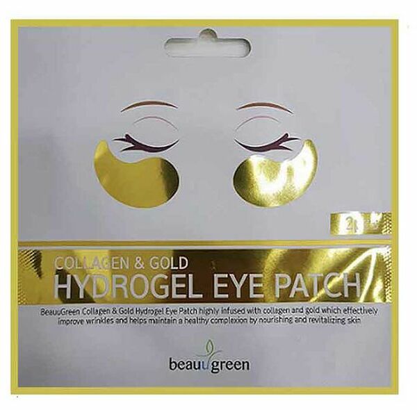 Гидрогелевые патчи для кожи вокруг глаз BeauuGreen Collagen & Gold Hydrogel, 1 пара