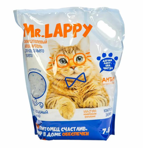 Силикагелевый наполнитель Mr.Lappy Прохладный бриз, 7.6 л 3.2 кг