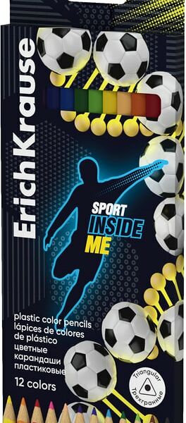 Карандаши цветные ErichKrause Sport DNA пластиковые 12 цветов