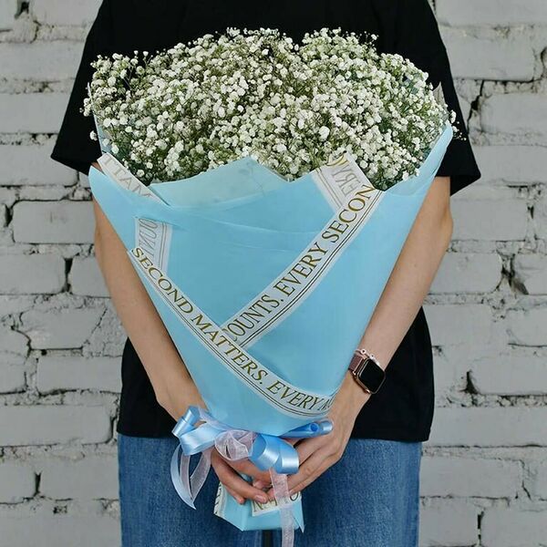 Букет 15 белой гипсофилы в упаковке