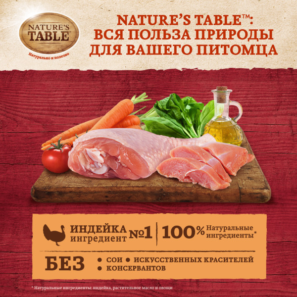 

Влажный корм для кошек Nature’s Table Индейка в соусе 85 г