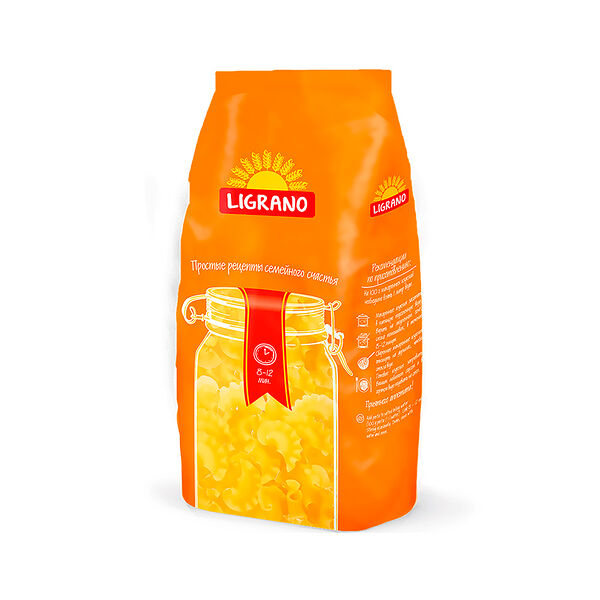 Макаронные изделия Ligrano Гребешки рифленые грБ 0,9кг