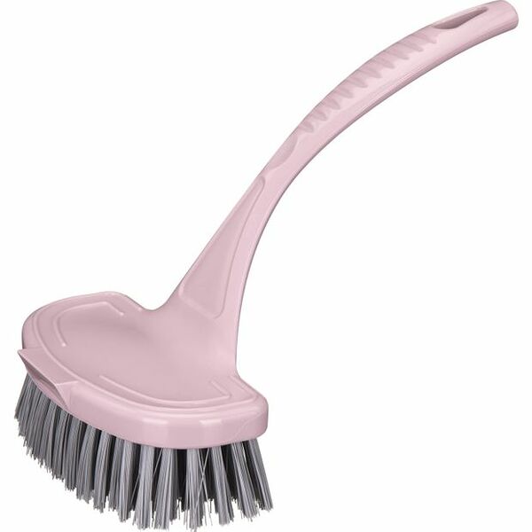 Щетка для мытья посуды Эконова со скребком, широкая, для большой кухонной посуды, 23 см, розовая