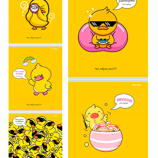 Тетрадь Prof-Press Креативный утенок в клетку А5, 48л,1шт в ассортименте