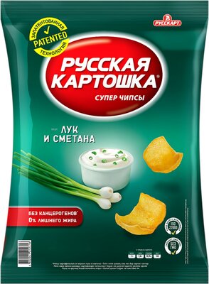 Чипсы РУССКАЯ КАРТОШКА картофельные со вкусом зеленого лука и сметаны 190г