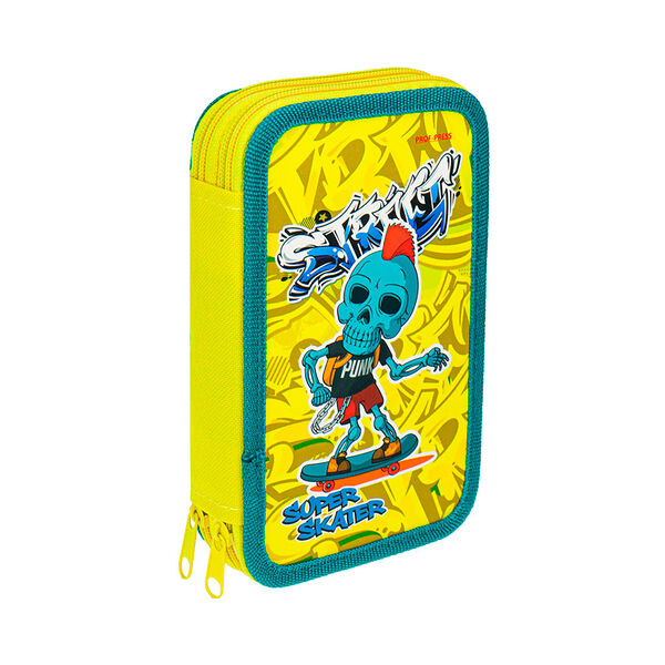 Пенал 2 секц  большой Скелет на скейте ПН-1353 190х115 софт-тач ПН-1353