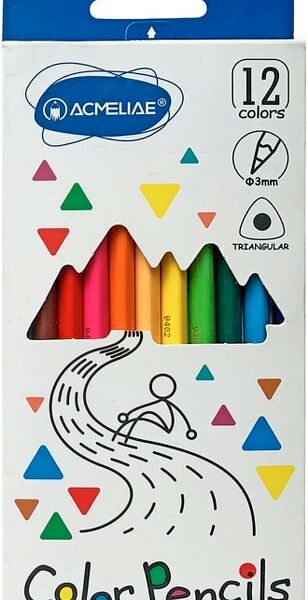 Набор цветных карандашей Acmeliae трехгранные 12шт в ассортименте